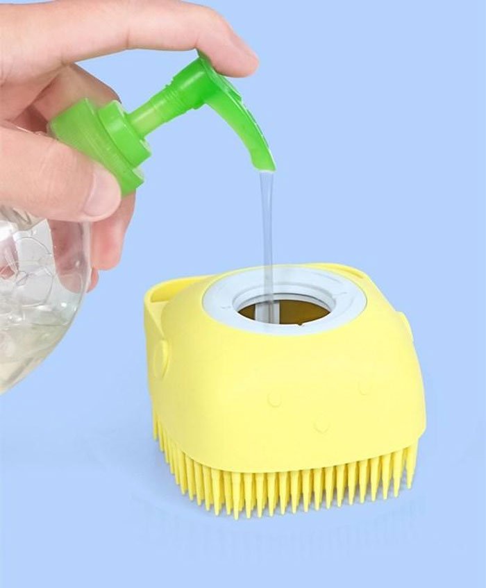 The Bath Scrub Brush Can Filling Shampoo In It
