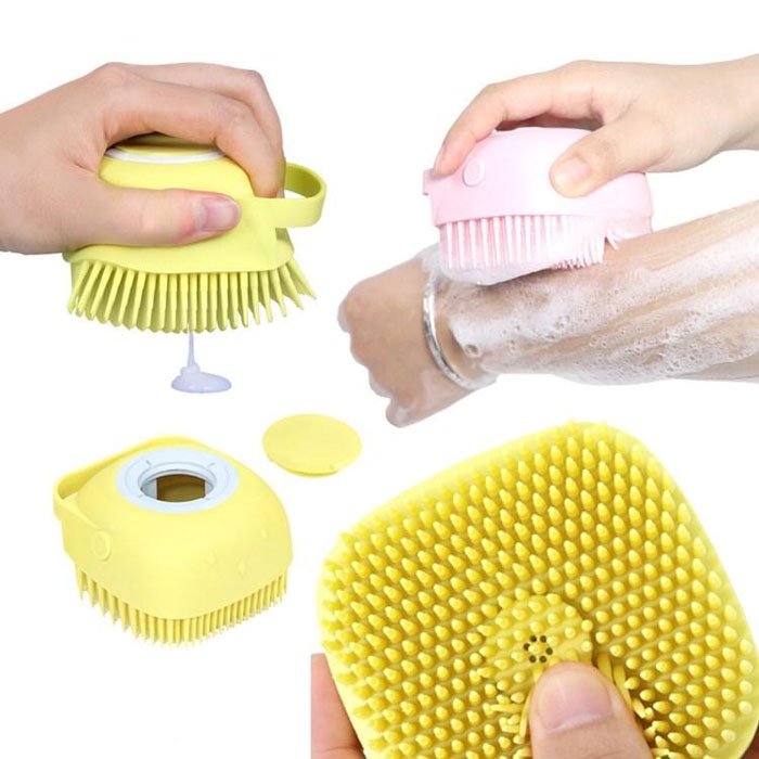 The Bath Scrub Brush Can Filling Shampoo In It
