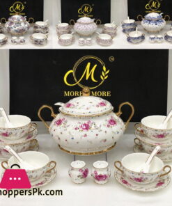 Vintage 23 Pieces Soup Set Full Gold Design Bone China 668-1