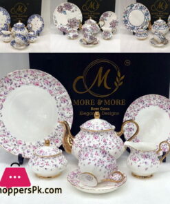 Vintage 24 Pieces Tea Set Full Gold Design Bone China 669-1