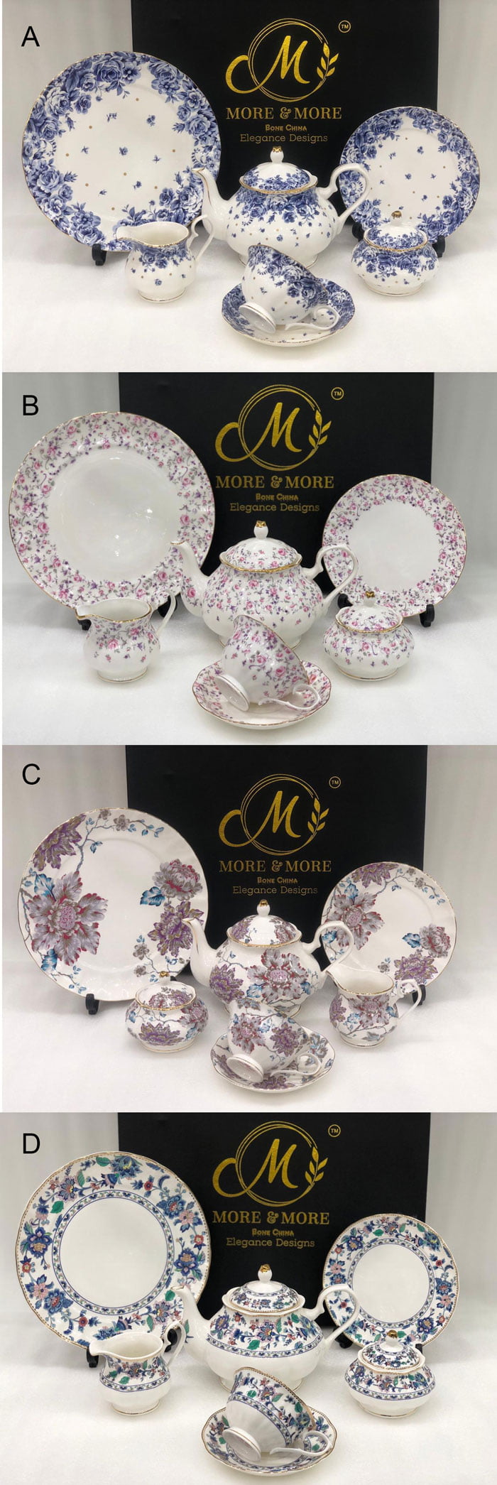 Vintage 24 Pieces Tea Set Half Gold Design Bone China 669-2