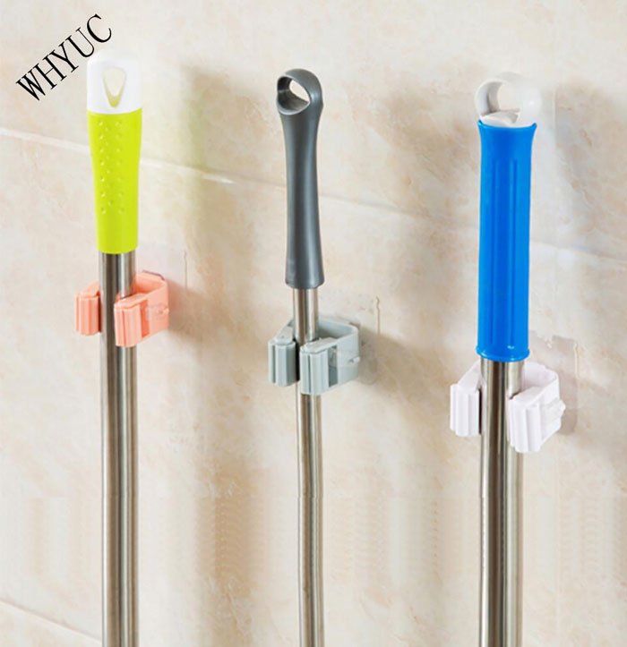 Wall Mounted Mop Organizer Holder - Brush Broom Hanger - Storage Rack Kitchen Clip - Multi ( Pack Of 6 )