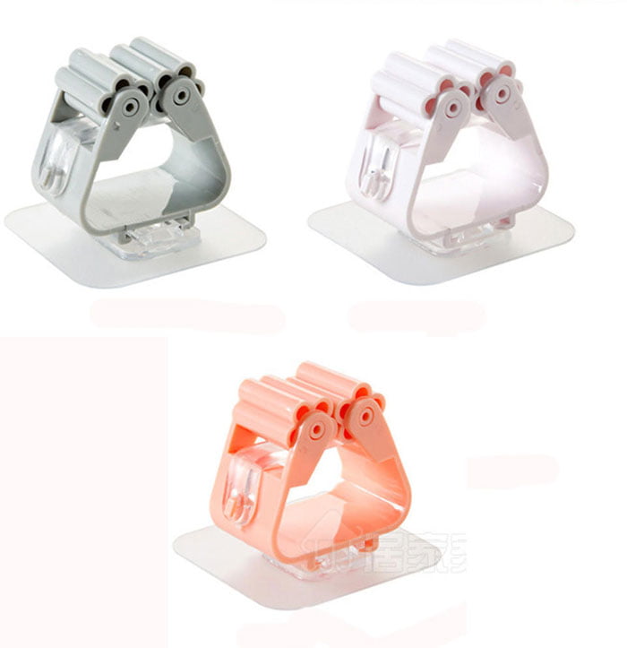 Wall Mounted Mop Organizer Holder - Brush Broom Hanger - Storage Rack Kitchen Clip - Multi ( Pack Of 6 )