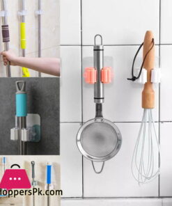 Wall Mounted Mop Organizer Holder - Brush Broom Hanger - Storage Rack Kitchen Clip - Multi ( Pack of 6 )