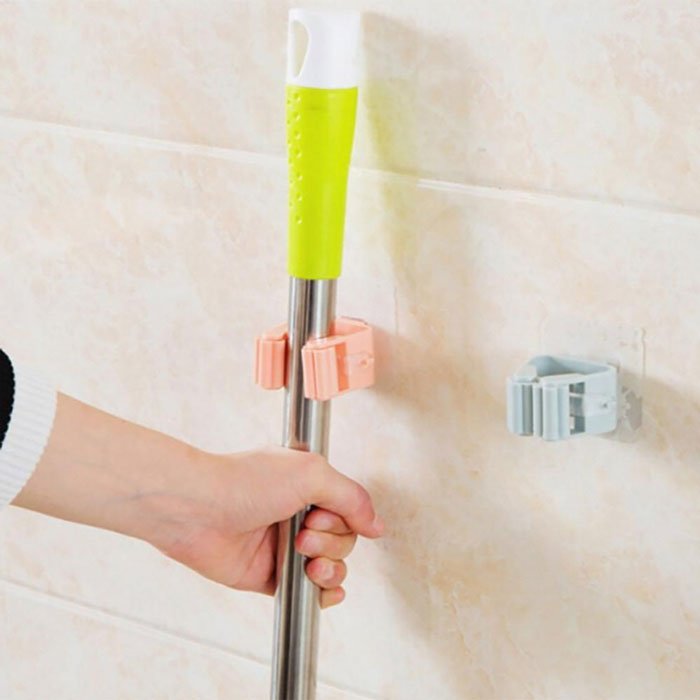 Wall Mounted Mop Organizer Holder - Brush Broom Hanger - Storage Rack Kitchen Clip - Multi ( Pack Of 6 )