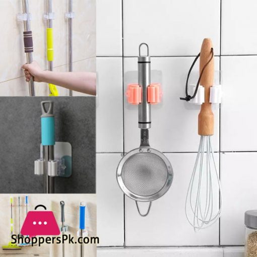 Wall Mounted Mop Organizer Holder - Brush Broom Hanger - Storage Rack Kitchen Clip - Multi ( Pack of 6 )