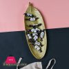 Wooden Gold Leaf Shape Snack Fruit Tray Bowl Home Decor 20 Inch
