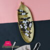 Wooden Gold Leaf Shape Snack Fruit Tray Bowl Home Decor 16 Inch