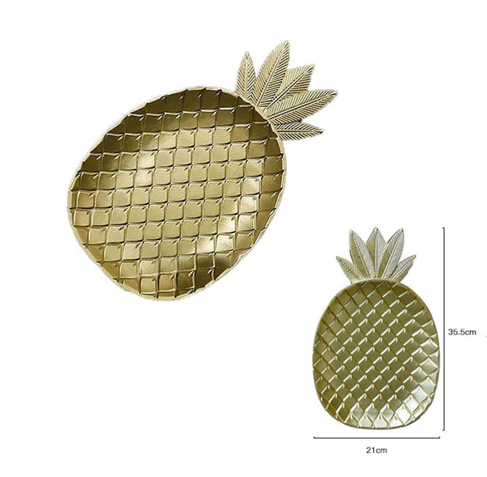 Wooden Gold Pineapple Shape Snack Fruit Tray Bowl Home Decor 14 Inch
