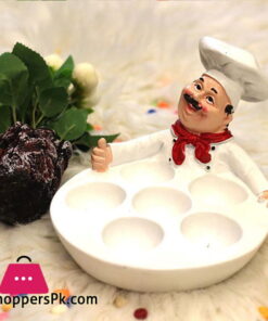 Chef Holding Egg Tray Figurines Table Kitchen Restaurant Shop Decoration