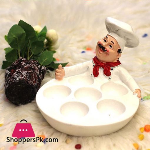 Chef Holding Egg Tray Figurines Table Kitchen Restaurant Shop Decoration