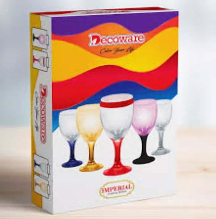 Decoware Black Stand Colorfull Glass Set Imperial 300 Ml (Pack Of 6)