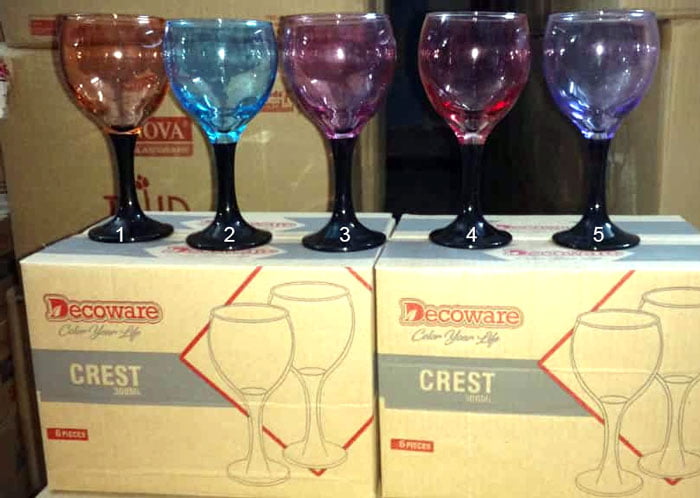 Decoware Black Stand Colorfull Glass Set Imperial 300 Ml (Pack Of 6)