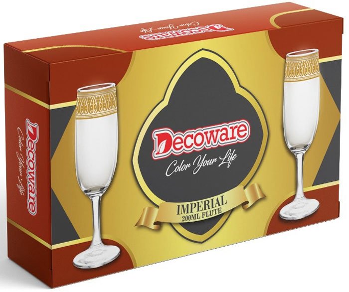 Decoware Imperial 200 Ml Gold Glass (Pack Of 6)