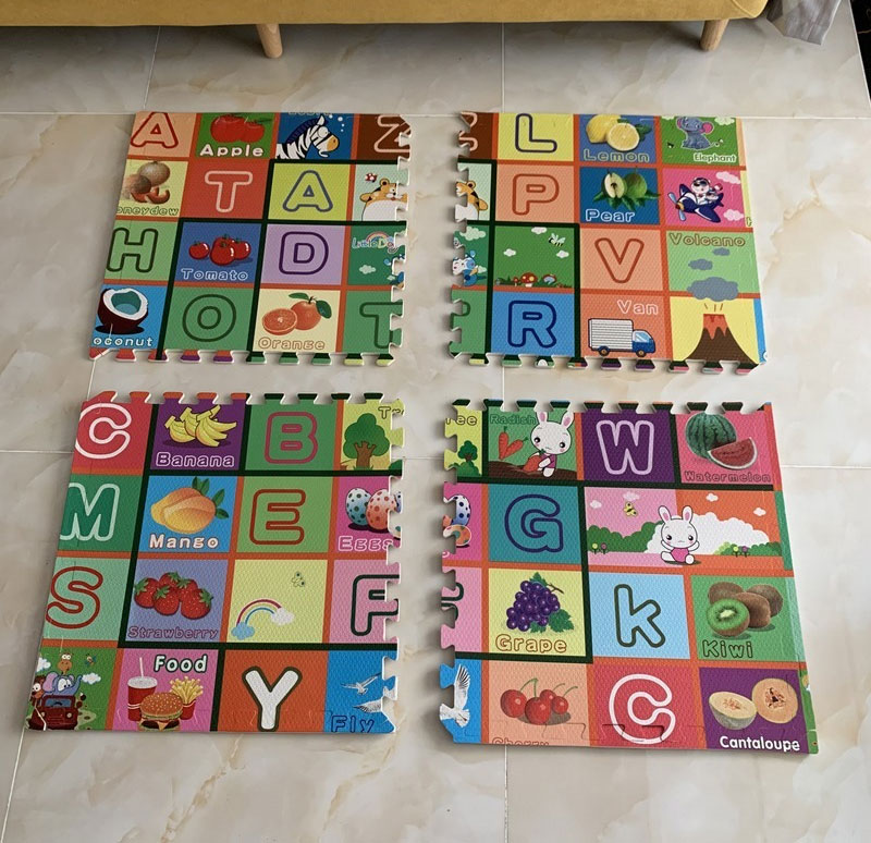 Eva Puzzle Mat 4 Pcs Abc/Fruit | Kids Baby Soft Form Playmat –2 X 2 Feet