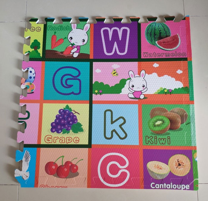 Eva Puzzle Mat 4 Pcs Abc/Fruit | Kids Baby Soft Form Playmat –2 X 2 Feet