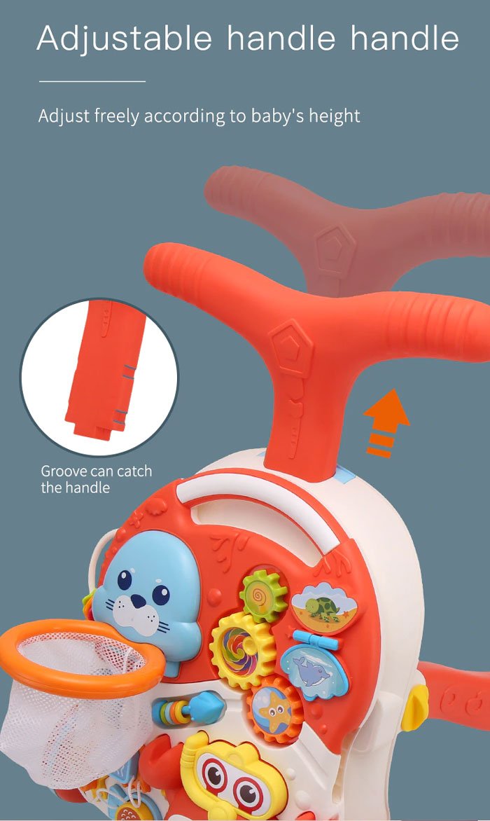 Huanger 2-In-1 Multifunctional Baby Walker Game Table With Wheel 6 To 24 Months Anti-Rollover Stroller Child Walker For Baby