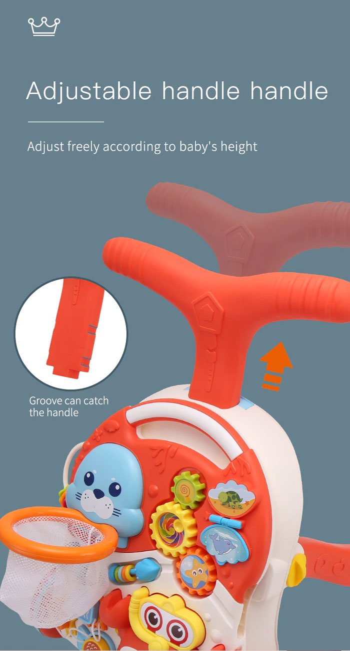 Huanger 2-In-1 Multifunctional Baby Walker Game Table With Wheel 6 To 24 Months Anti-Rollover Stroller Child Walker For Baby