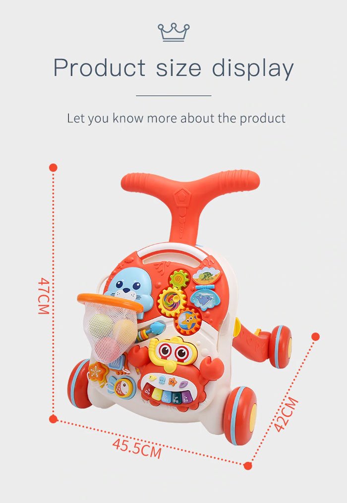 Huanger 2-In-1 Multifunctional Baby Walker Game Table With Wheel 6 To 24 Months Anti-Rollover Stroller Child Walker For Baby