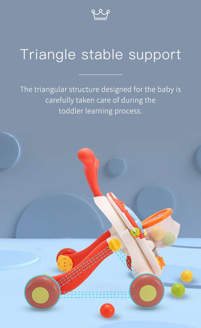 Huanger 2-In-1 Multifunctional Baby Walker Game Table With Wheel 6 To 24 Months Anti-Rollover Stroller Child Walker For Baby