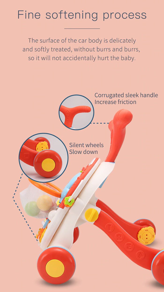 Huanger 2-In-1 Multifunctional Baby Walker Game Table With Wheel 6 To 24 Months Anti-Rollover Stroller Child Walker For Baby