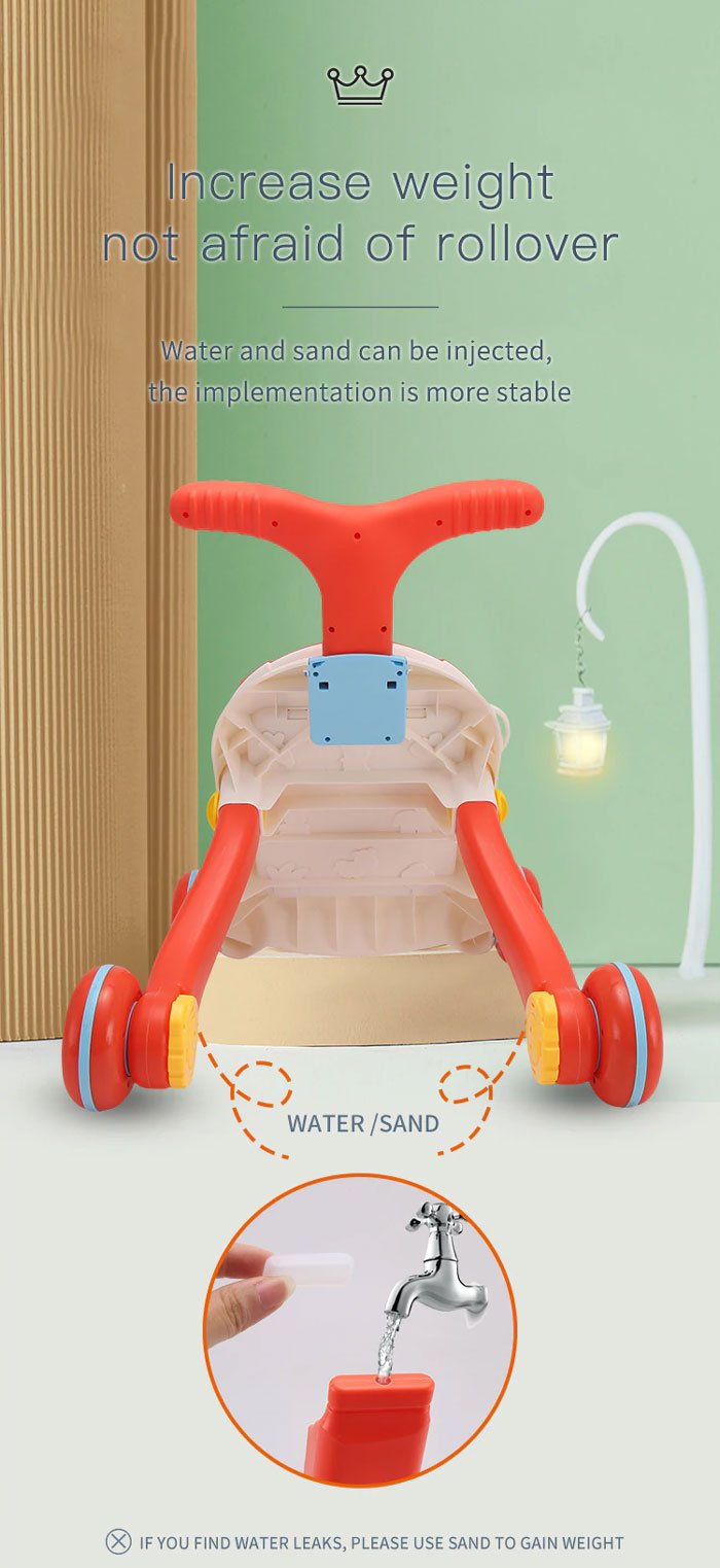 Huanger 2-In-1 Multifunctional Baby Walker Game Table With Wheel 6 To 24 Months Anti-Rollover Stroller Child Walker For Baby