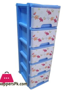 King 5 Tier Plastic Drawer Flower 39 x 13 x 17.5 Inch