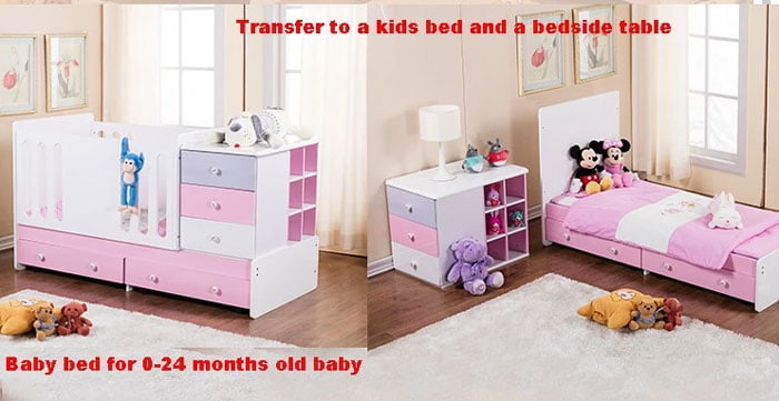 Multi-Functional Baby Cot Bed Baby Crib With Removable Drawers 503A