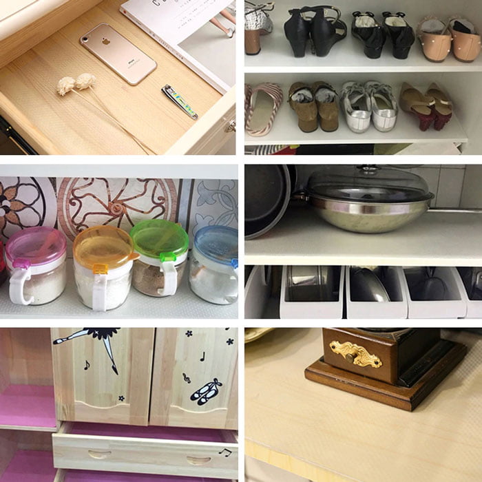 Reusable Shelf Liner Cabinet Mat Drawer Mat Moisture-Proof Waterproof Dustproof Non-Slip Tableware Pad 45Cmx150Cm ( Random Colours )