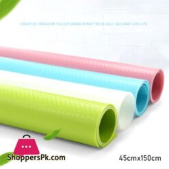 Reusable Shelf Liner Cabinet Mat Drawer Mat Moisture-Proof Waterproof Dustproof Non-Slip Tableware Pad 45cmx150cm ( Random Colours )