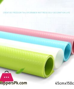 Reusable Shelf Liner Cabinet Mat Drawer Mat Moisture-Proof Waterproof Dustproof Non-Slip Tableware Pad 45cmx150cm ( Random Colours )