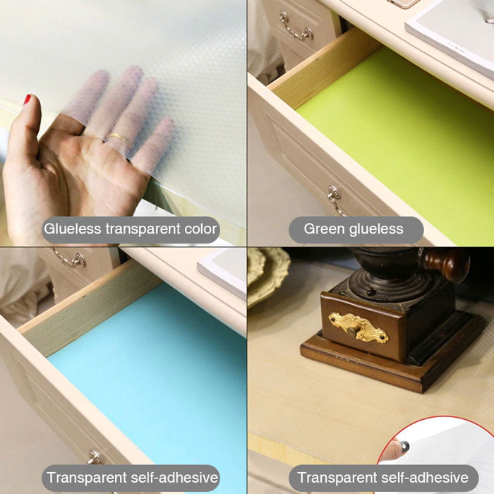 Reusable Shelf Liner Cabinet Mat Drawer Mat Moisture-Proof Waterproof Dustproof Non-Slip Tableware Pad 45Cmx150Cm ( Random Colours )