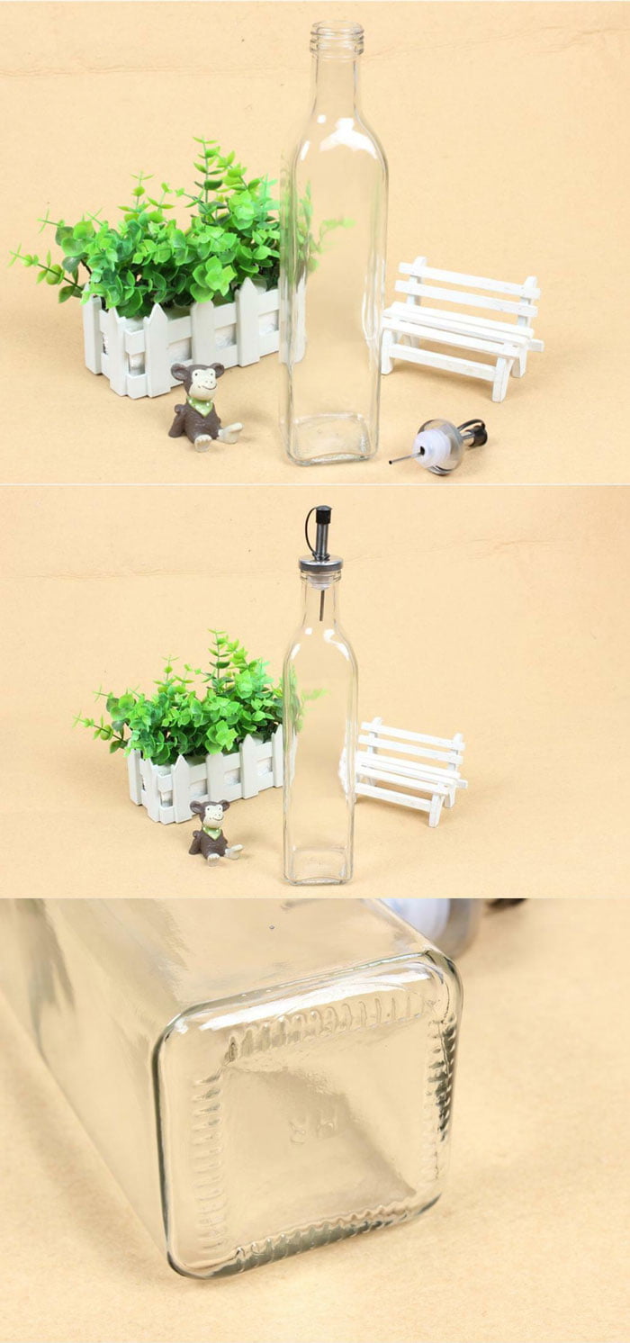 Transparent Oil Vinegar Cruet Oil Glass Bottle With Sealed Cap 500Ml