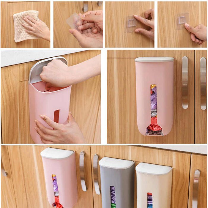 Wall Mounted Plastic Bag Dispenser, Grocery Garbage Bag Organizer, For Home, Kitchen