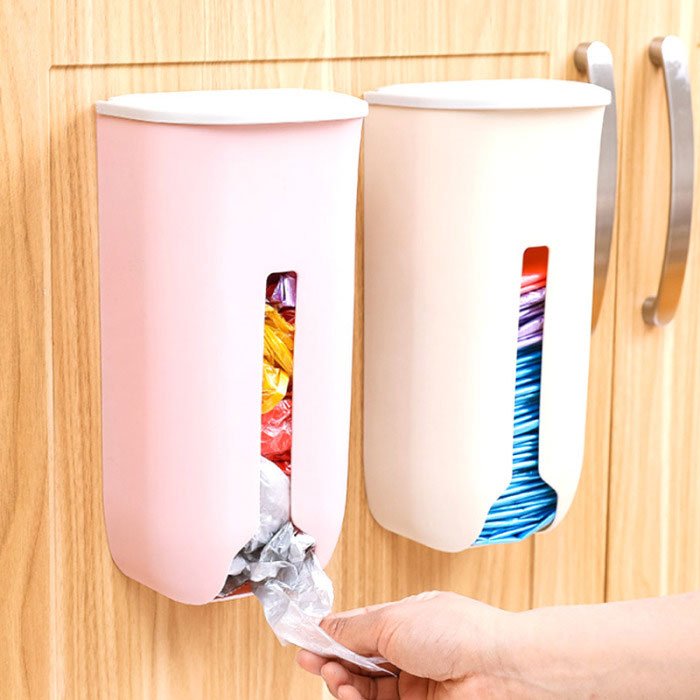 Wall Mounted Plastic Bag Dispenser, Grocery Garbage Bag Organizer, For Home, Kitchen