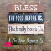 Wooden Wall Hanging Board Plaque Sign (Bless The Food Before Us The Family Beside Us &Amp; The Love Between Us) 8 X 8 Inch