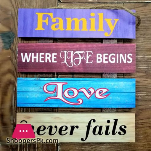 Wooden Wall Hanging Board Plaque Sign (Family Where Life Begins Love Never Fails) 8 x 8 Inch