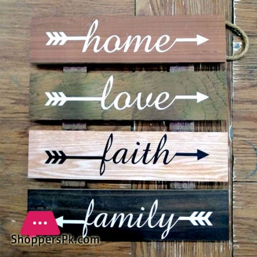 Wooden Wall Hanging Board Plaque Sign (Home Love Faith Family) 8 x 8 Inch