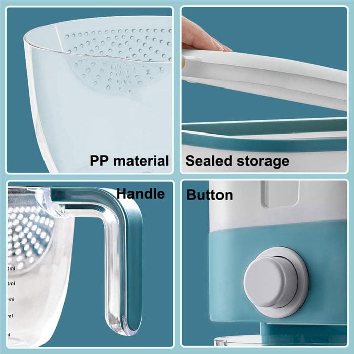 12Kg Airtight Rice Dispenser Dry Food Container Bucket Storage Bin For Keep Food Fresh With Measuring Cup