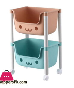 2 layers Kids Toy Organizer Baskets with Wheels Large Kids Toys Chest Storage Bins
