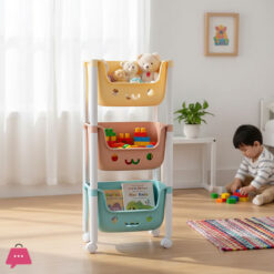 3 layers Kids Toy Organizer Baskets with Wheels Large Kids Toys Chest Storage Bins