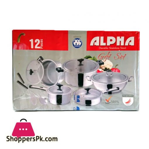 Alpha Durable Double Bottom Stainless Steel 12 Pcs Cookware Set