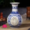 Antique Chinese Hand Hollowed Home Decoration Ceramic Vases 10 Inch Height