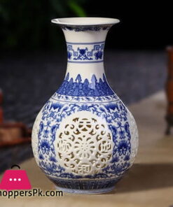 Antique Chinese Hand Hollowed Home Decoration Ceramic Vases 10 Inch Height