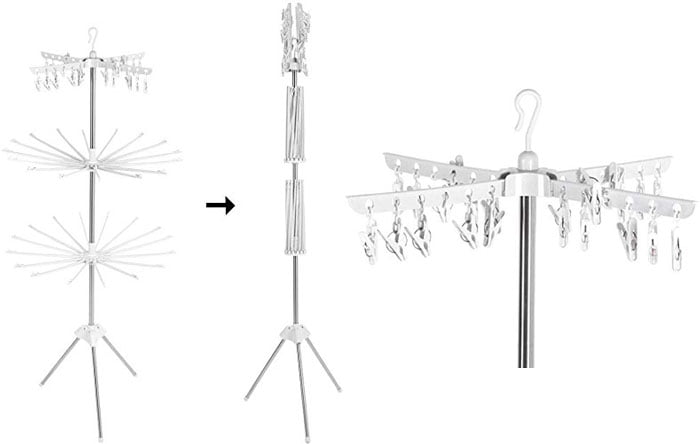 Baby Clothes Rack Floor Folding Diaper Rack Towel Drying Rack Baby Clothes Rack Three Layers 48 Clips 16 Poles