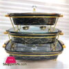 Ceramic Marble Texture Rectangular Serving Dish With Glass Lid And Gold Plated Stainless Steel Stand With Tealight Candle Holder Modern Italian Design