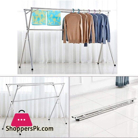 Clothes Airer Folding Retractable Drying Racks Indoor And Outdoor Stainless Steel Balcony Expandable Clothes Airer (3 Rail)