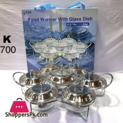 Food Warmer with Glass Dish 6 x 0.7 +1 x 1.5 Liter K700