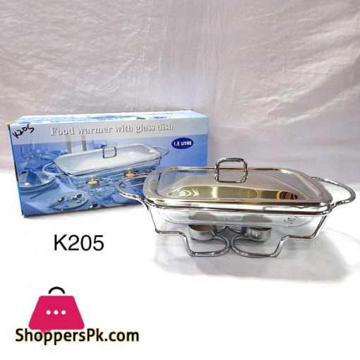Food Warmer with Glass Dish Rectangular 1.5 Liter K205