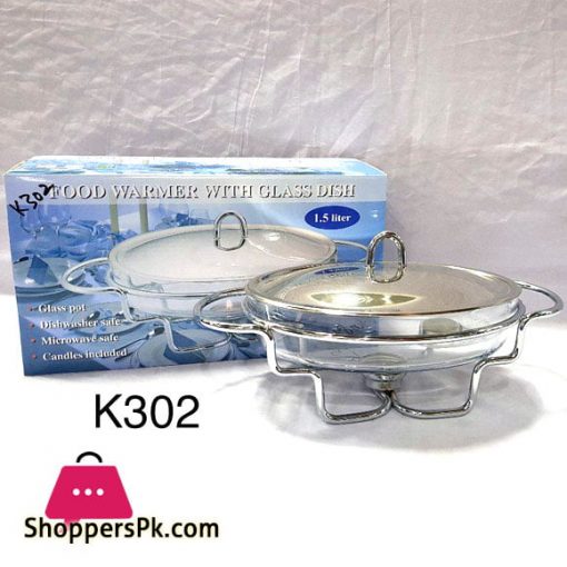 Food Warmer with Glass Oval Dish 1.5 Liter K302